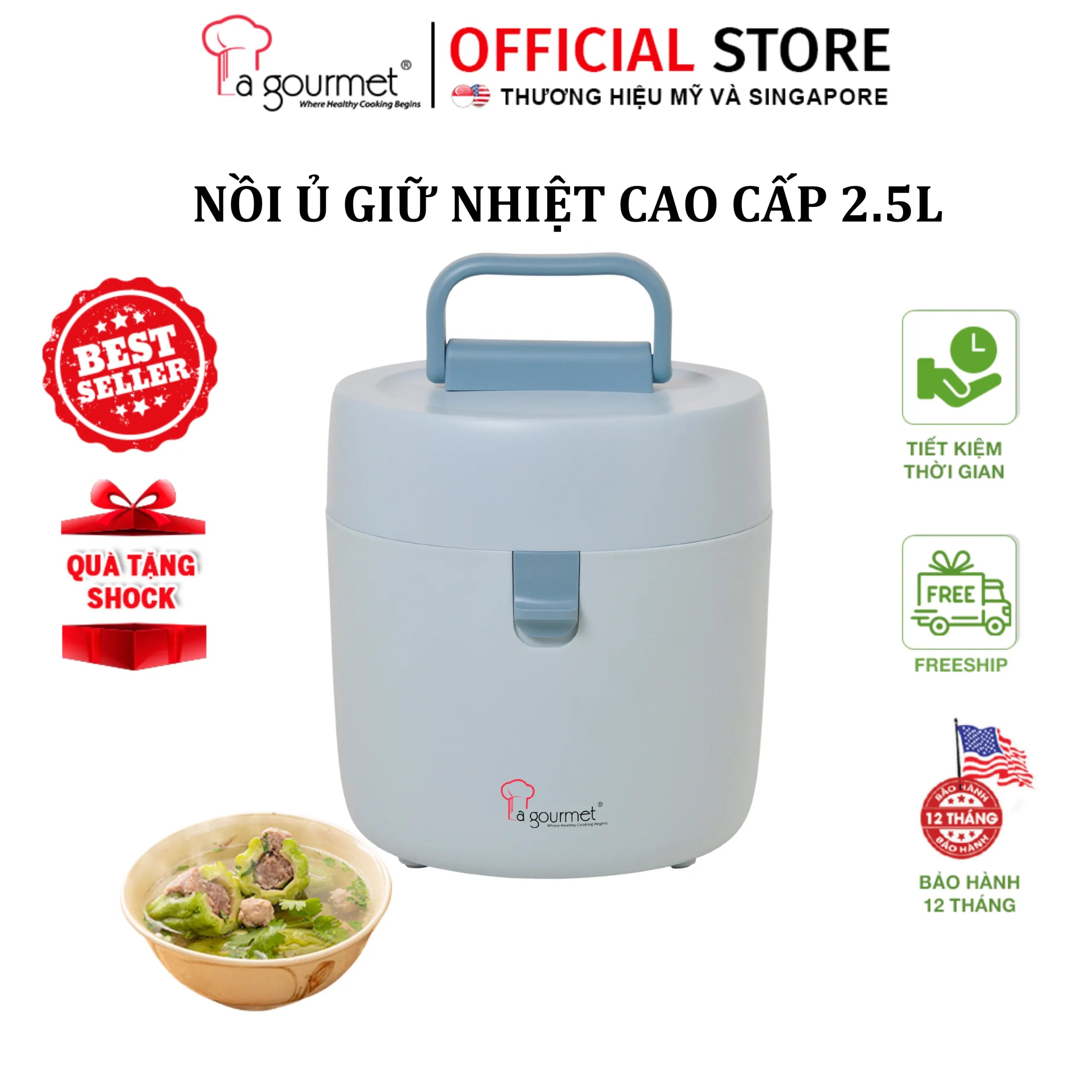 Hotsale Nồi ủ giữ nhiệt La gourmet 2,5L Xanh - 397614