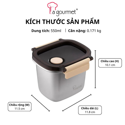 Hộp Cơm La gourmet Inox 304 Cao Cấp 550ml Màu Kem - 431578