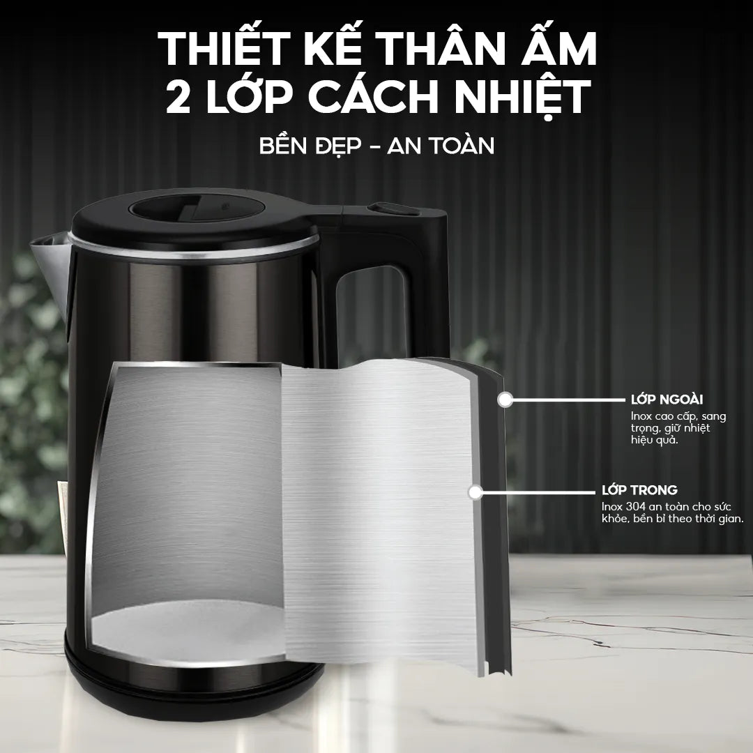 Ấm siêu tốc chống bỏng La Gourmet 1.8L Đen - 391810