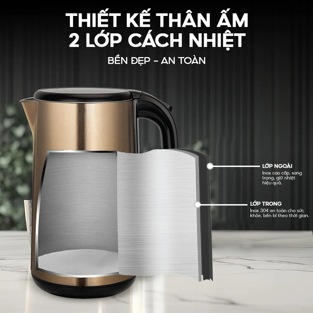 Ấm siêu tốc chống bỏng La Gourmet 1.8L Golden - 418111