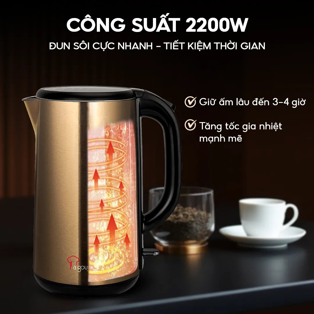 Ấm siêu tốc chống bỏng La Gourmet 1.8L Golden - 418111