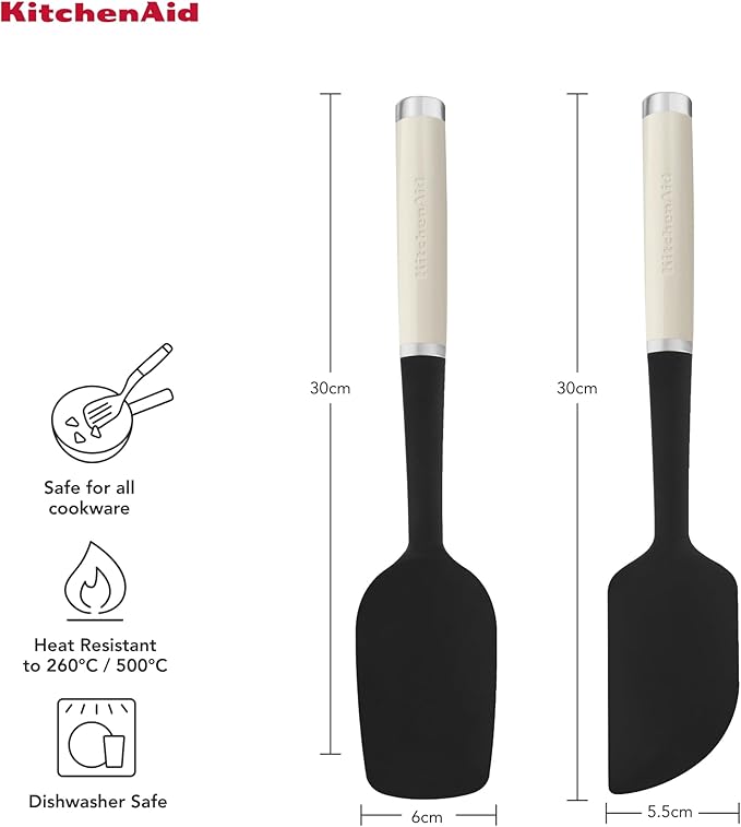 Bộ 2 Phới Vét KitchenAid (Đầu Silicone, Màu Kem Hạnh Nhân)