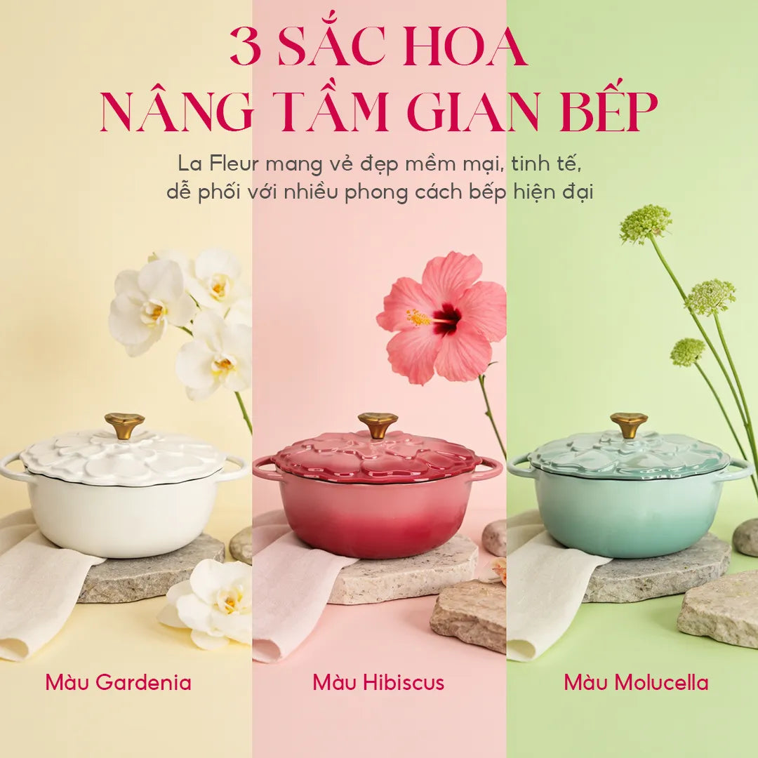 Nồi Gang Tráng Men La gourmet HOA Collection 20cm 2L Màu Hibiscus - 438119