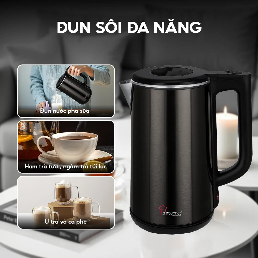 Ấm siêu tốc chống bỏng La Gourmet 1.8L Đen - 391810