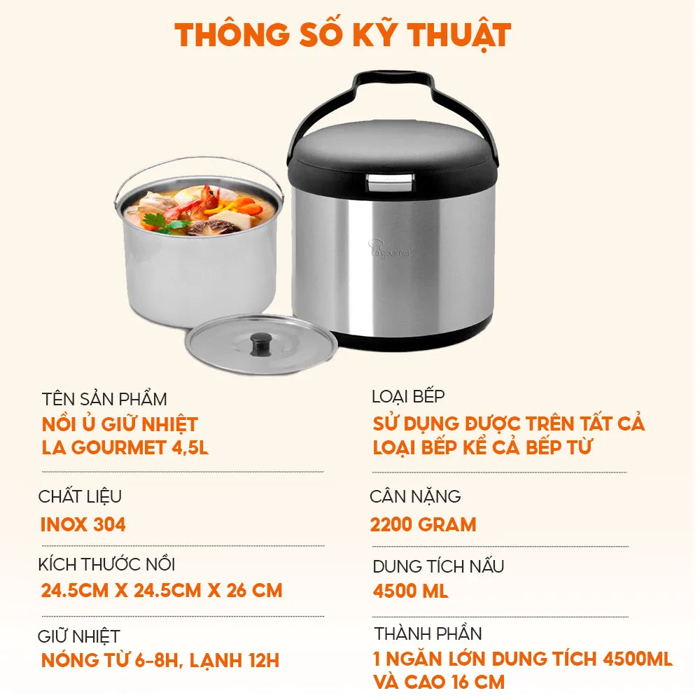 Nồi ủ giữ nhiệt La gourmet 4,5L - 326065