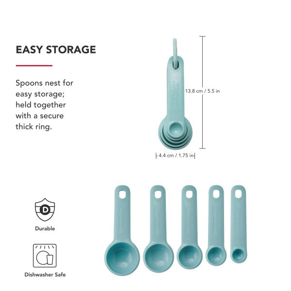 Bộ Muỗng Đong 5 Món KitchenAid (Màu Xanh Bạc Hà)