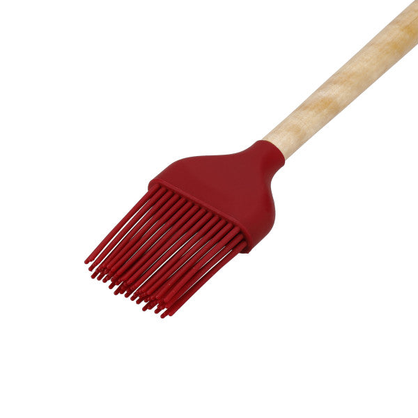 Cọ Quét (Basting Brush) KitchenAid (Đầu Silicone, Tay cầm Gỗ Bạch Dương, Màu Đỏ Empire)