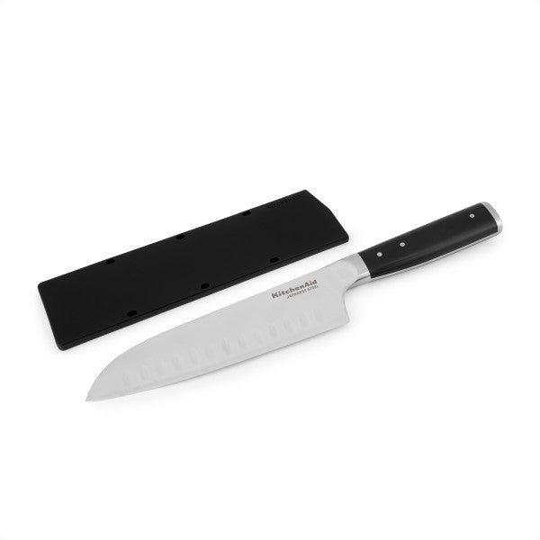 Dao Santoku 7 Inch KitchenAid Gourmet (Kèm Vỏ Bảo Vệ, Màu Đen Onyx)