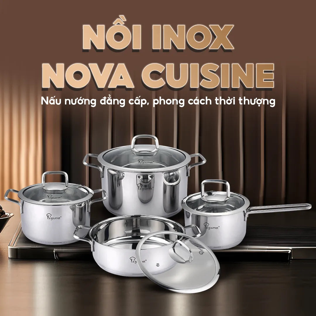 Nồi inox cao cấp La gourmet - Nova Cuisine 24cm x 7.5cm cạn - 412478