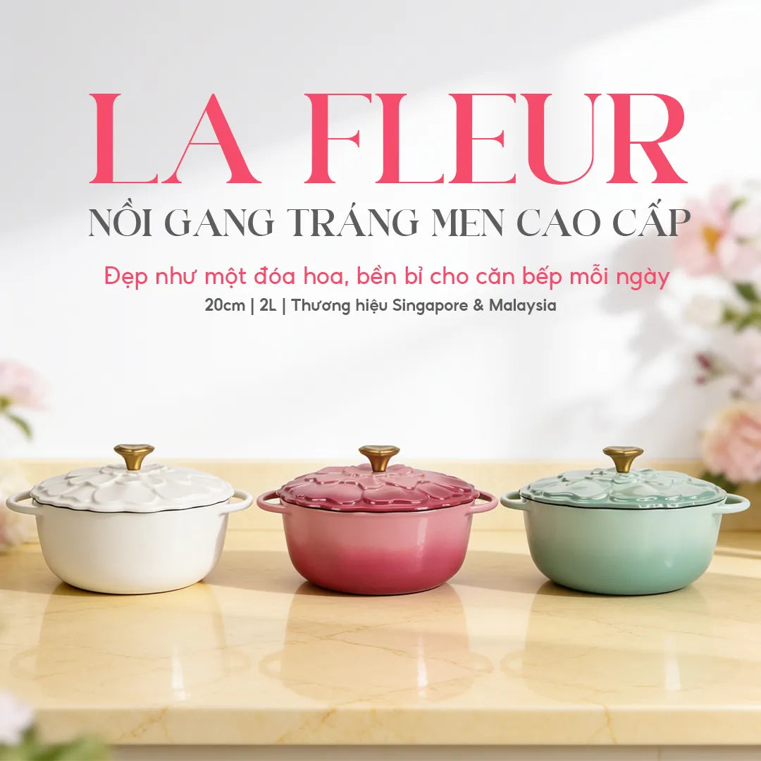 Nồi Gang Tráng Men La gourmet HOA Collection 20cm 2L Màu Molucella - 438133