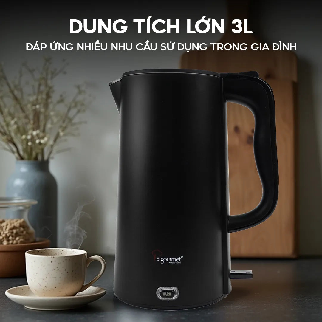 Ấm siêu tốc chống bỏng La gourmet  Titannium 3,0L Đen - 410955