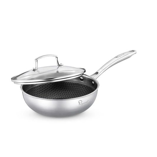 Chảo wok inox 5 lớp chống dính tổ ong Thụy Sĩ La gourmet Galactic 24cm kèm nắp – 417749
