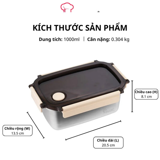 Hộp Cơm La gourmet Inox 304 Cao Cấp 1000ml Màu Kem - 431585