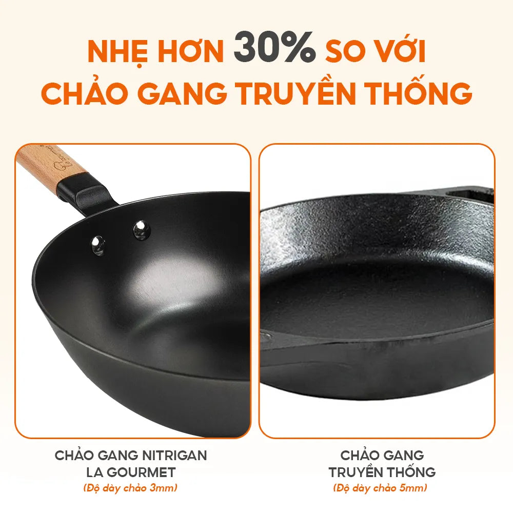 [Miễn phí tôi dầu] Chảo gang La gourmet Nitrigan 20cm lòng sâu - 413772