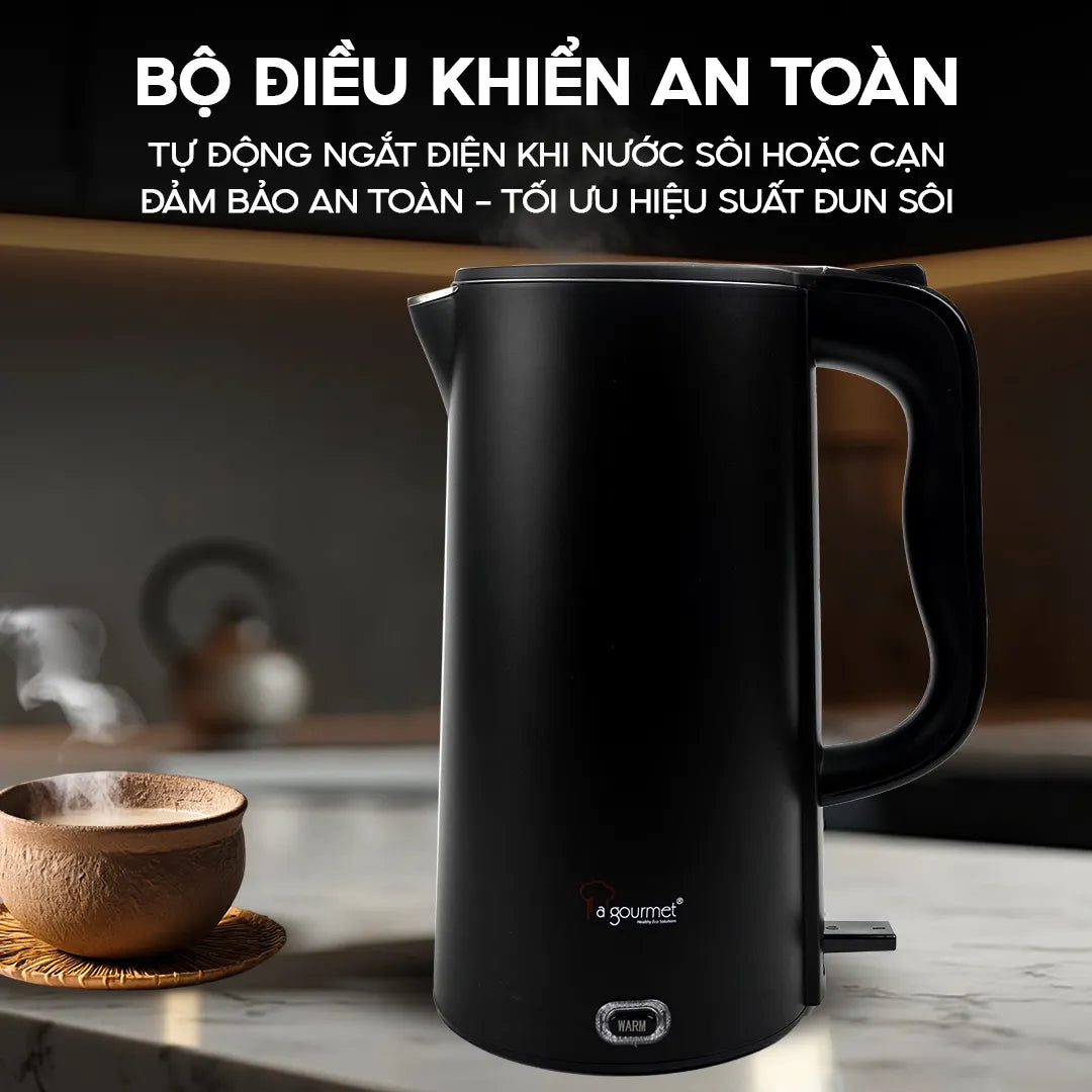 Ấm siêu tốc chống bỏng La gourmet  Titannium 3,0L Đen - 410955