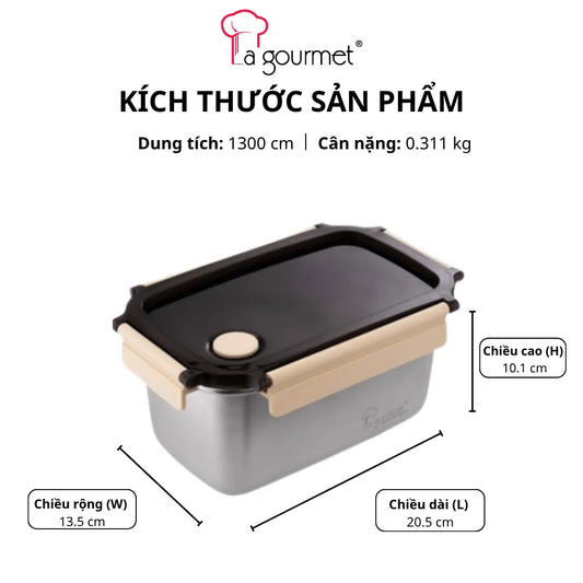 Hộp Cơm La gourmet Inox 304 Cao Cấp 1300ml Màu Kem - 431592