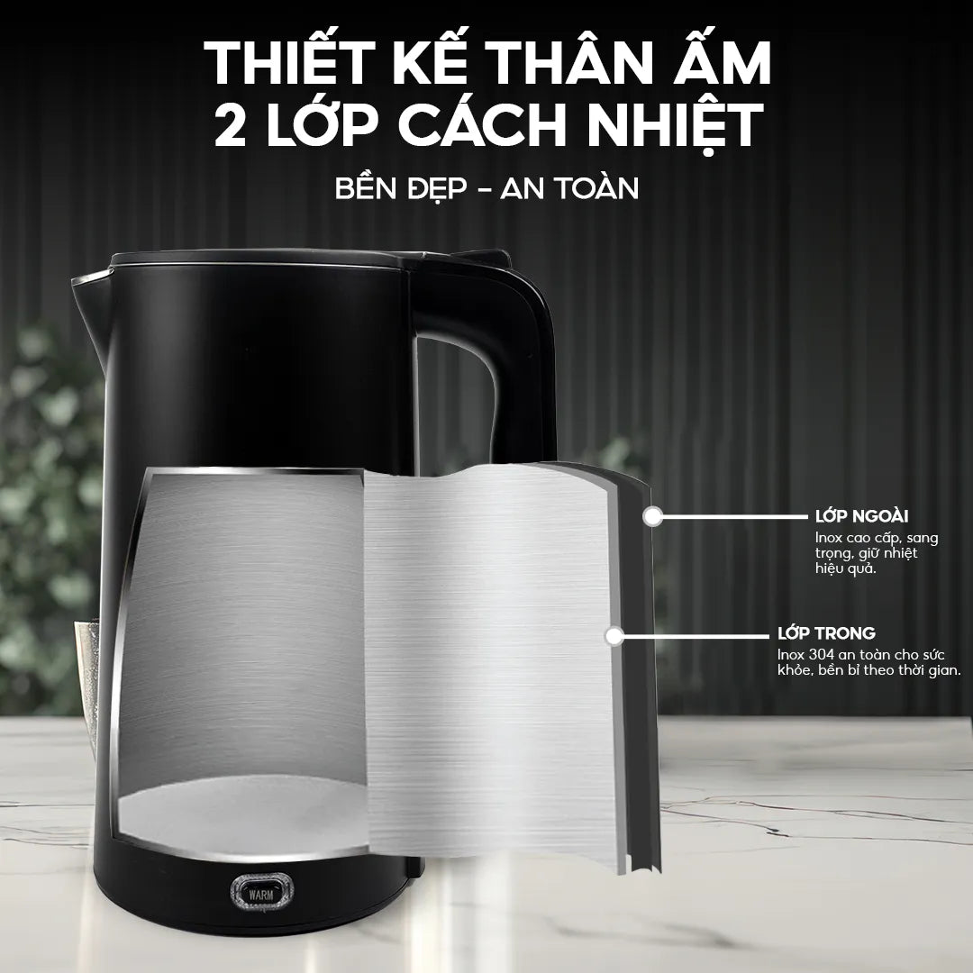 Ấm siêu tốc chống bỏng La gourmet  Titannium 3,0L Đen - 410955