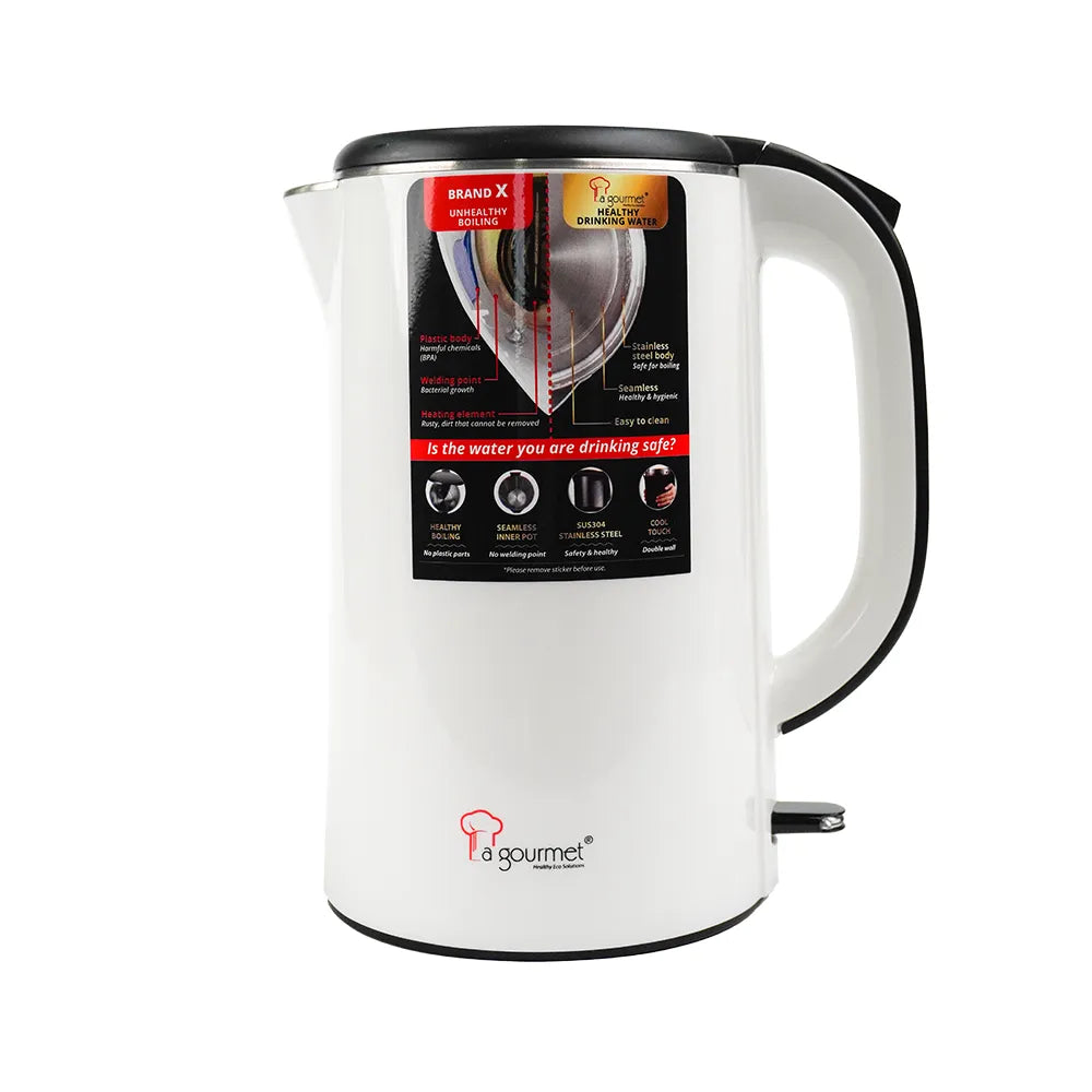 Ấm siêu tốc chống bỏng La Gourmet 1.8L Trắng - 391803