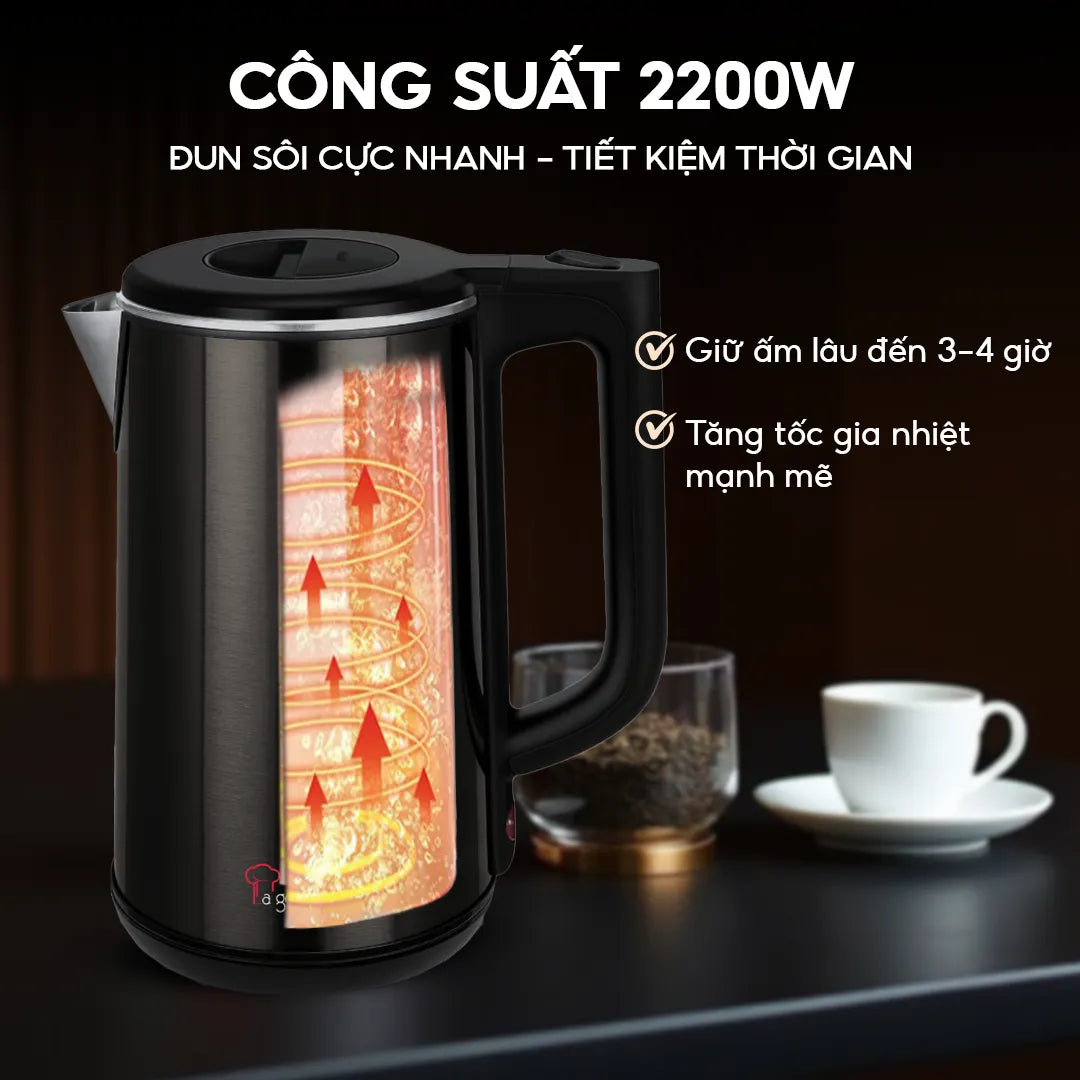 Ấm siêu tốc chống bỏng La Gourmet 1.8L Đen - 391810