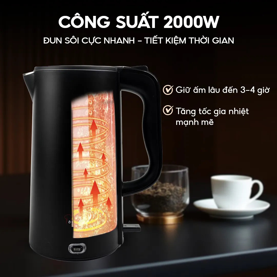 Ấm siêu tốc chống bỏng La gourmet  Titannium 3,0L Đen - 410955