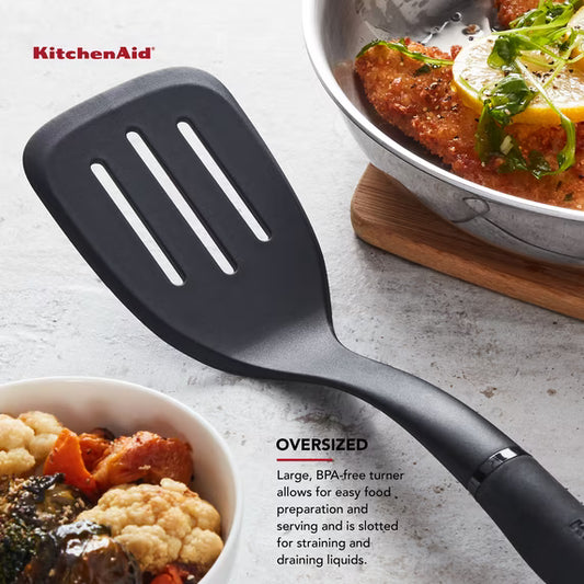Sạn Lật Nylon Có Rãnh KitchenAid (Màu Đen)