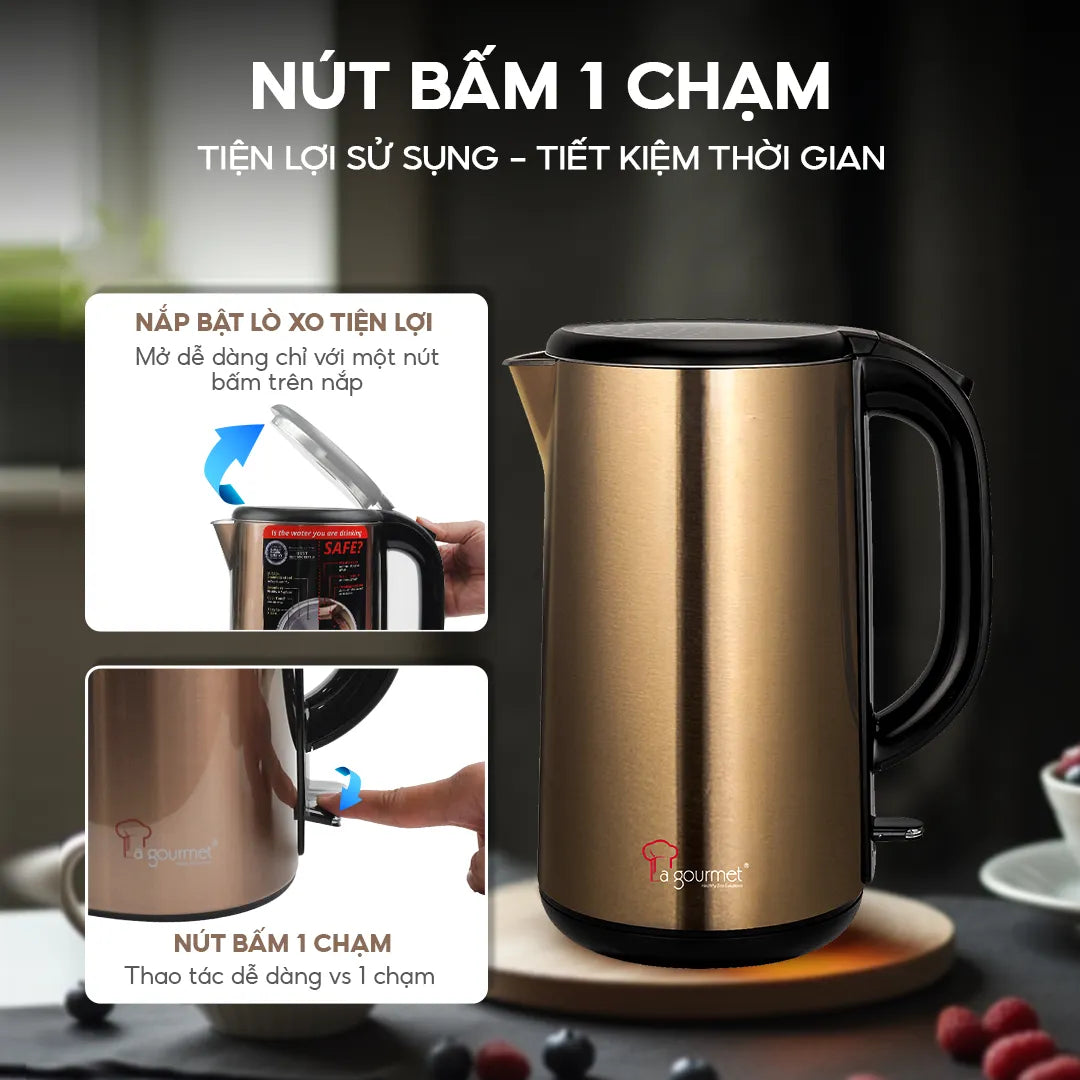 Ấm siêu tốc chống bỏng La Gourmet 1.8L Golden - 418111