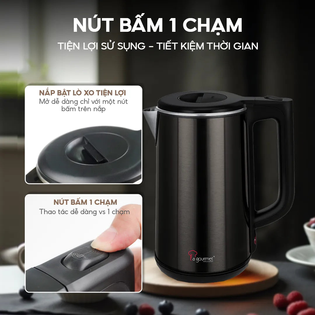 Ấm siêu tốc chống bỏng La Gourmet 1.8L Đen - 391810