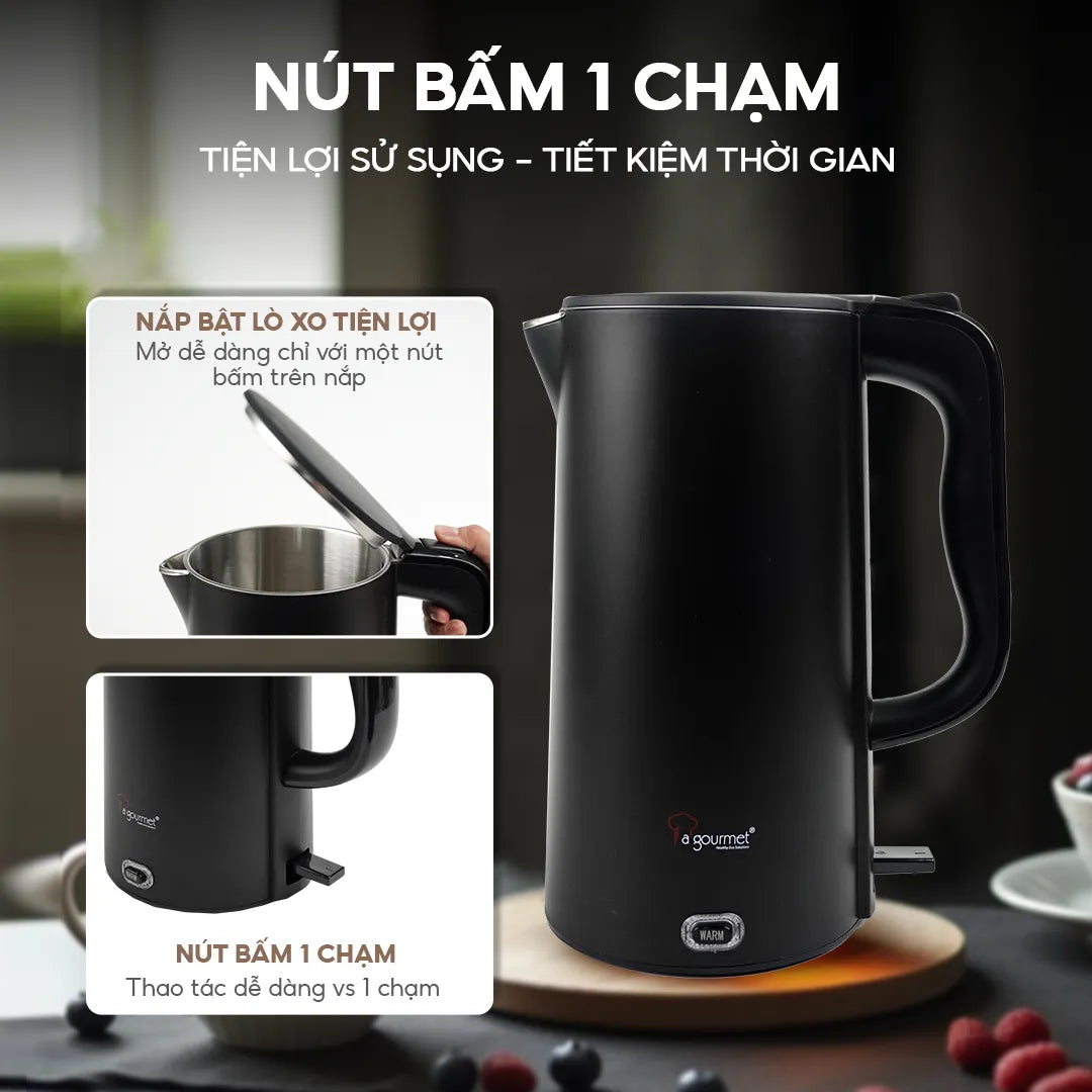 Ấm siêu tốc chống bỏng La gourmet  Titannium 3,0L Đen - 410955