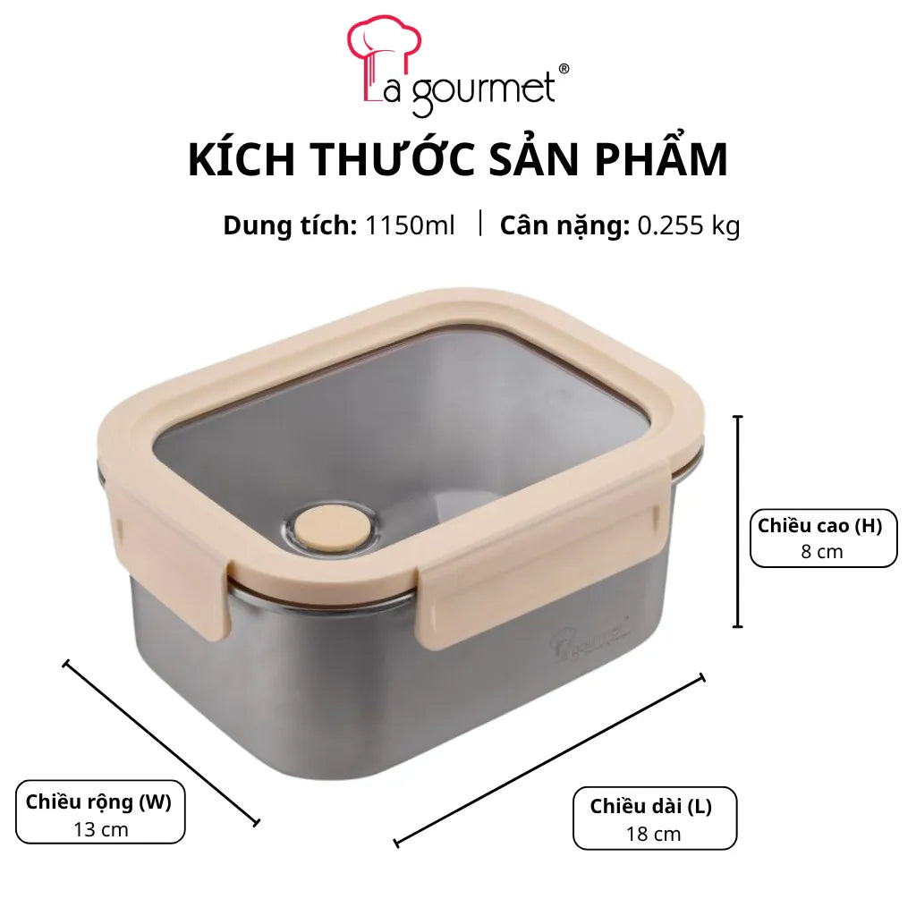 Hộp Cơm La gourmet Inox 316 Cao Cấp 1150ml Màu Kem - 431431