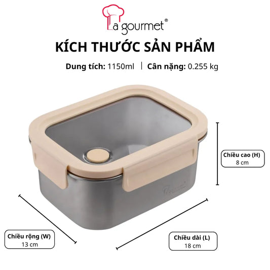 Hộp Cơm La gourmet Inox 316 Cao Cấp 1150ml Màu Kem - 431431