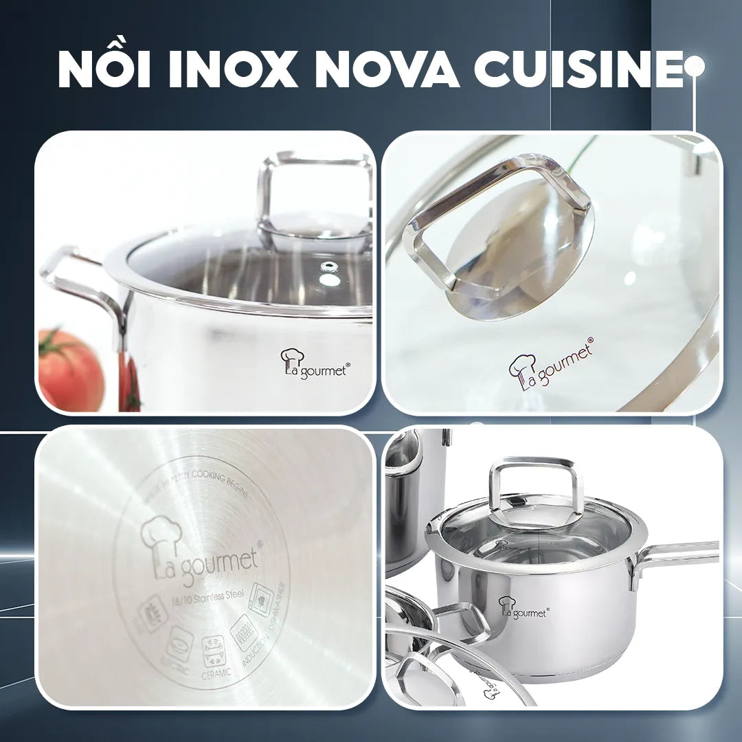 Nồi inox cao cấp La gourmet - Nova Cuisine 24cm x 7.5cm cạn - 412478