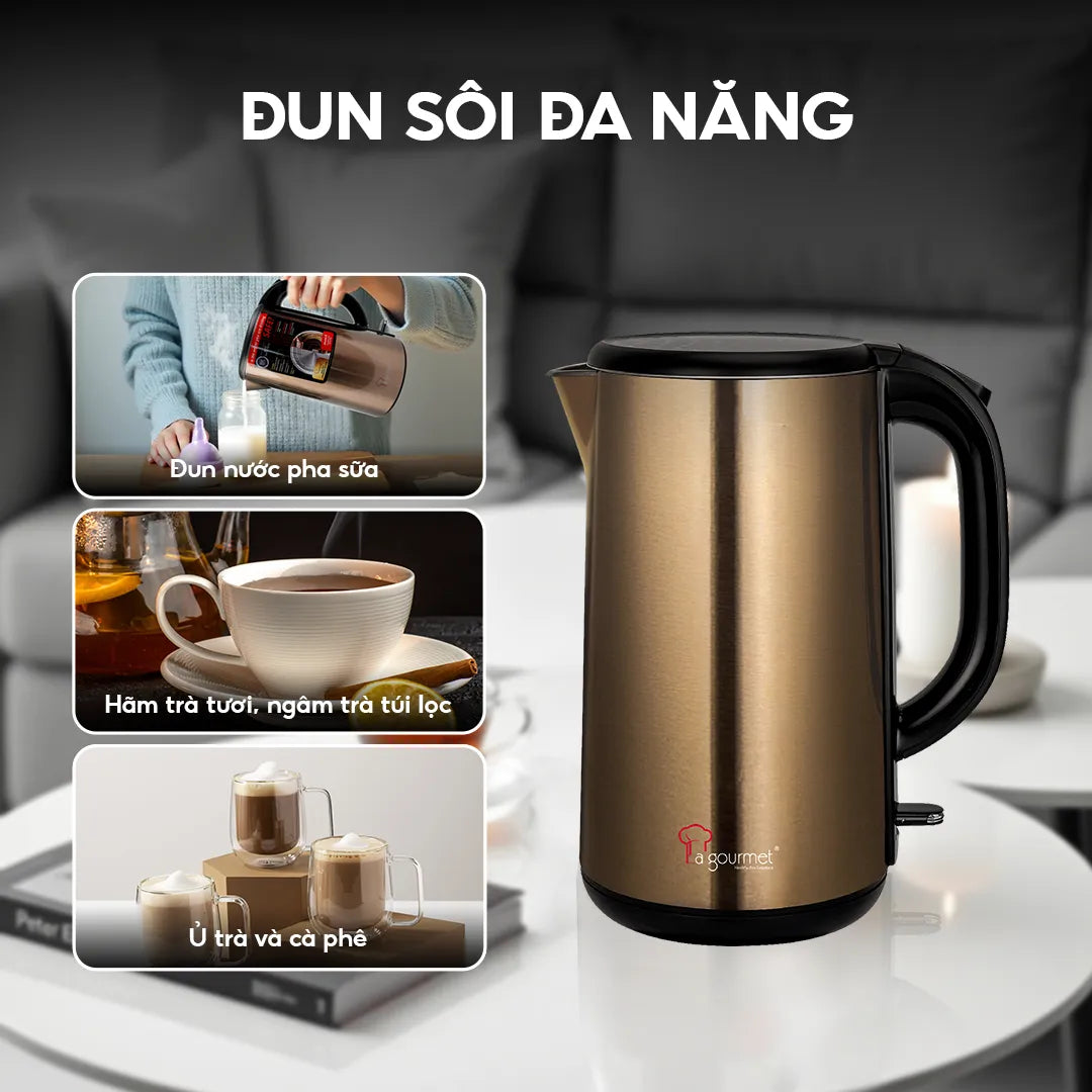 Ấm siêu tốc chống bỏng La Gourmet 1.8L Golden - 418111