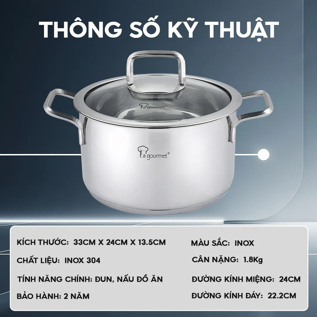 Nồi inox cao cấp La gourmet - Nova Cuisine 24cm x 13.5cm  - 412485