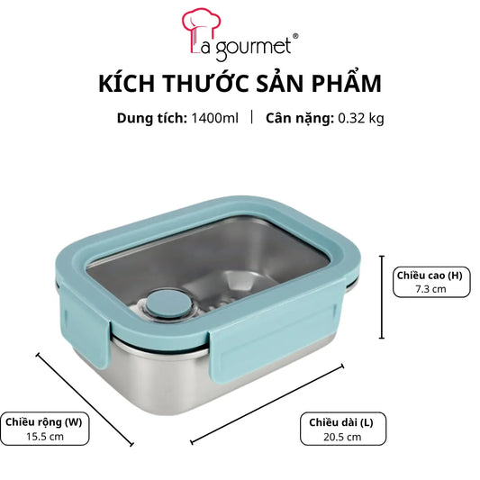 Hộp Cơm La gourmet Inox 316 Cao Cấp 1400ml Màu Xanh Dương - 431448