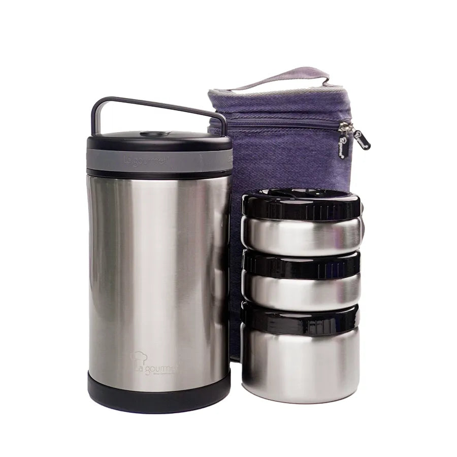 Bộ hộp cơm giữ nhiệt 3 ngăn cao cấp La gourmet new classic 1.7L - 399731