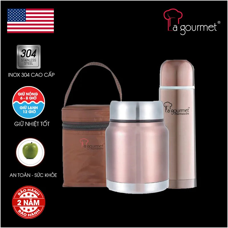 Bộ hộp giữ nhiệt Sakura 500ml & 500ml - 302601