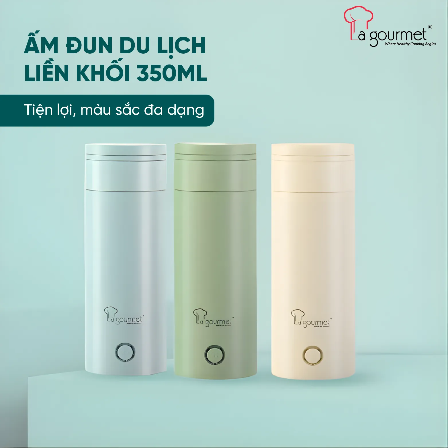 Bình đun nước điện du lịch La gourmet 0.35L inox 304 liền khối – Vanilla Cream – 422101