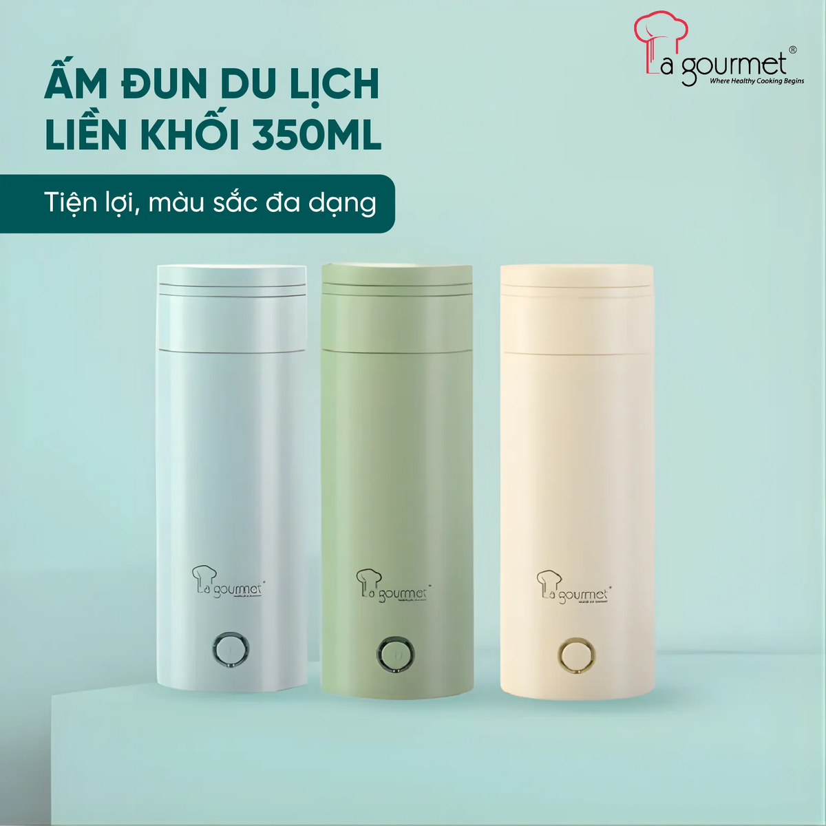 Bình đun nước điện du lịch La gourmet 0.35L inox 304 liền khối – Vanilla Cream – 422101
