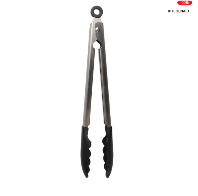 Kẹp gắp thức ăn KitchenAid (Đầu bọc Silicone, Thân Thép không gỉ, Màu Đen Onyx)