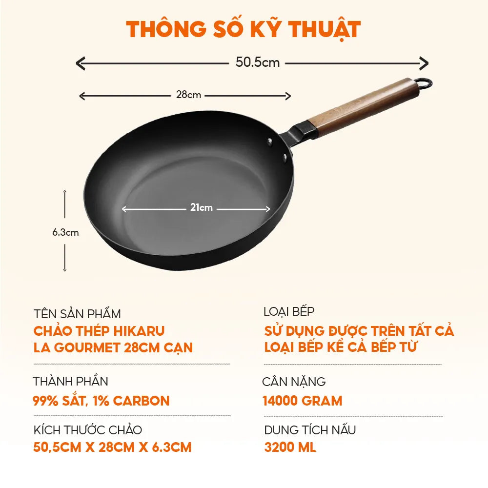 Chảo thép Hikaru La gourmet 28cm frypan-417718