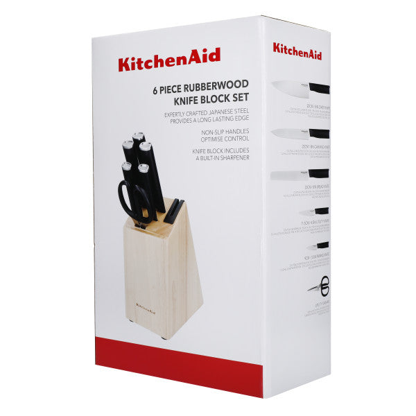 Bộ Dao 6 Món KitchenAid Classic (Thép Nhật, Khối Gỗ Đen)