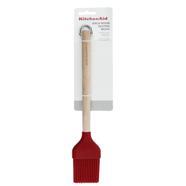 Cọ Quét (Basting Brush) KitchenAid (Đầu Silicone, Tay cầm Gỗ Bạch Dương, Màu Đỏ Empire)