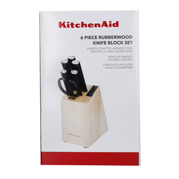 Bộ Dao 6 Món KitchenAid Classic (Thép Nhật, Khối Gỗ Đen)