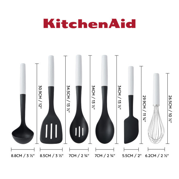 Bộ 6 Dụng Cụ Nhà Bếp KitchenAid Thiết Yếu (Màu Trắng)
