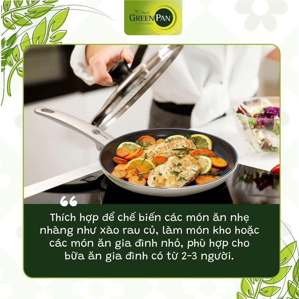 Chảo Rán Chống Dính GreenPan Cambridge Bronze 20cm (Nhôm Anodized Cứng)