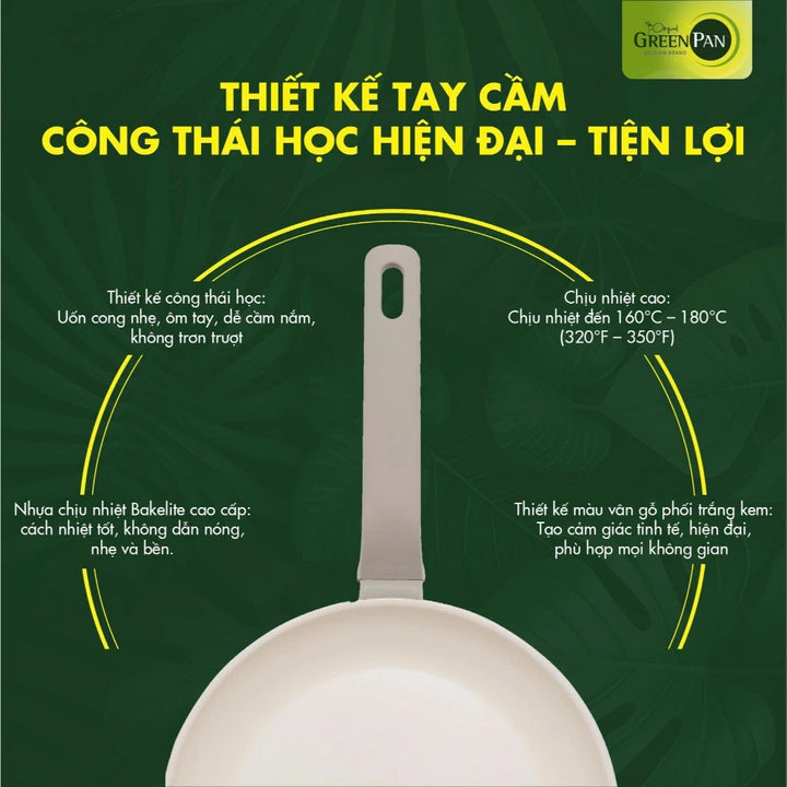 Chảo chống dính GreenPan Essence 20cm lòng sâu có nắp
