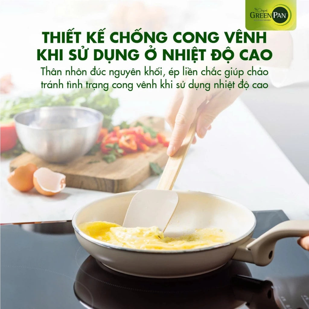 Chảo chống dính GreenPan Essence 20cm lòng sâu có nắp