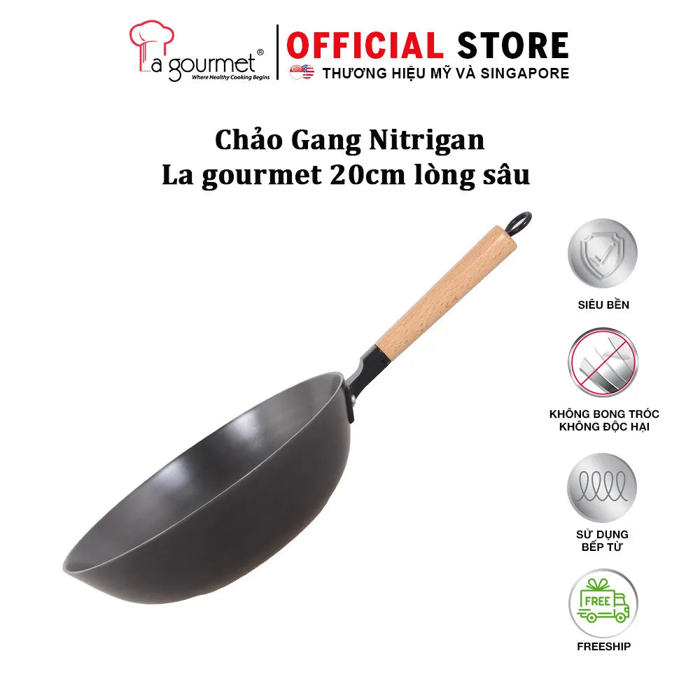 Hotsale Chảo gang La gourmet Nitrigan 20cm lòng sâu - 413772
